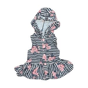 Cynthia Rowley Baby Sleeveless Striped Floral Hooded Peplum Style Dress 12 mos